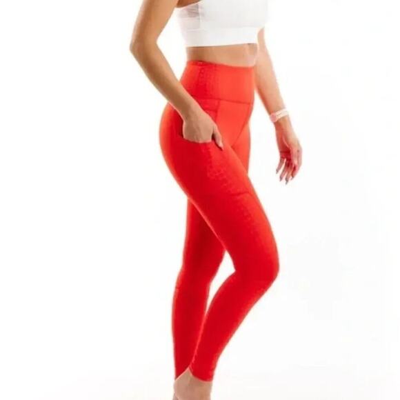 ZYIA Pants - Zyia Red Scales Pocket Light & Tight High-Rise Legging Size 4